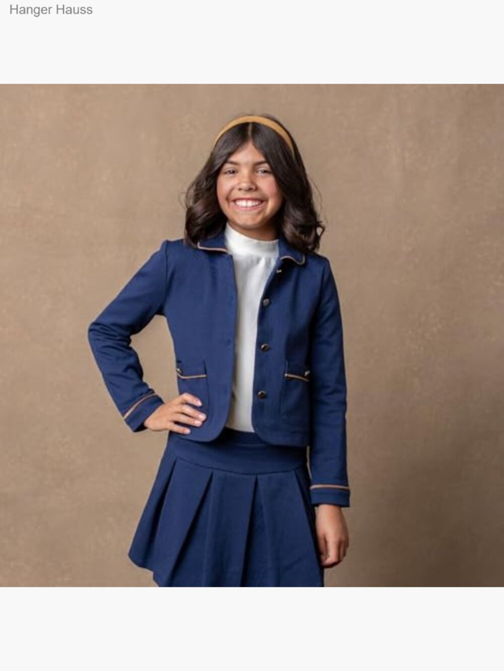 Organic Cotton Quilted Jacket Blazer with Gold Buttons - Picture 7 of 7
